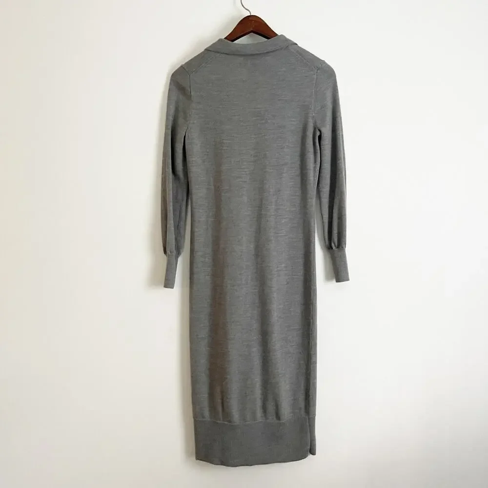 J. CREW Merino Wool Collared Midi Dress Gray XS